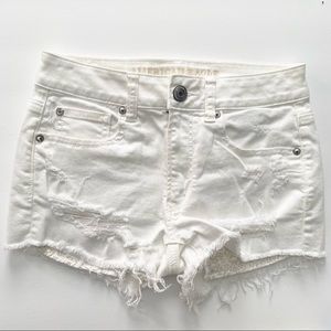 American Eagle White Ripped Jean Shorts